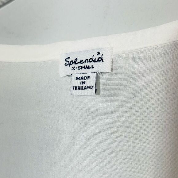 Splendid White T-Shirt Blouse Top Rayon Semi Sheer Lightweight Cap Sleeve XS - Picture 2 of 8